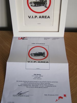 Image of V.I.P AREA Original POW Banksy sticker
