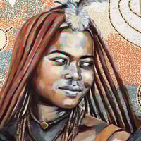 Image 3 of Original painting - "Au marché d'Opuwo" - 73x100 cm