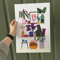 Image 2 of A5/A3 Plants & Cat Print