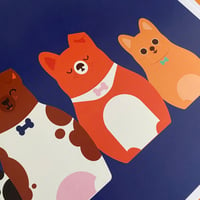 Image 3 of A3 Stacking Dogs Print - Blue or Pink