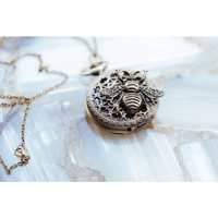 Image 1 of Large Bee Pocket Watch Pendant Necklace
