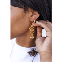 Image 2 of Queen Bee Gold Earrings