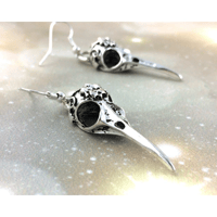 Image 1 of Raven Skull Silver Plated Earrings