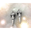 Raven Skull Silver Plated Earrings