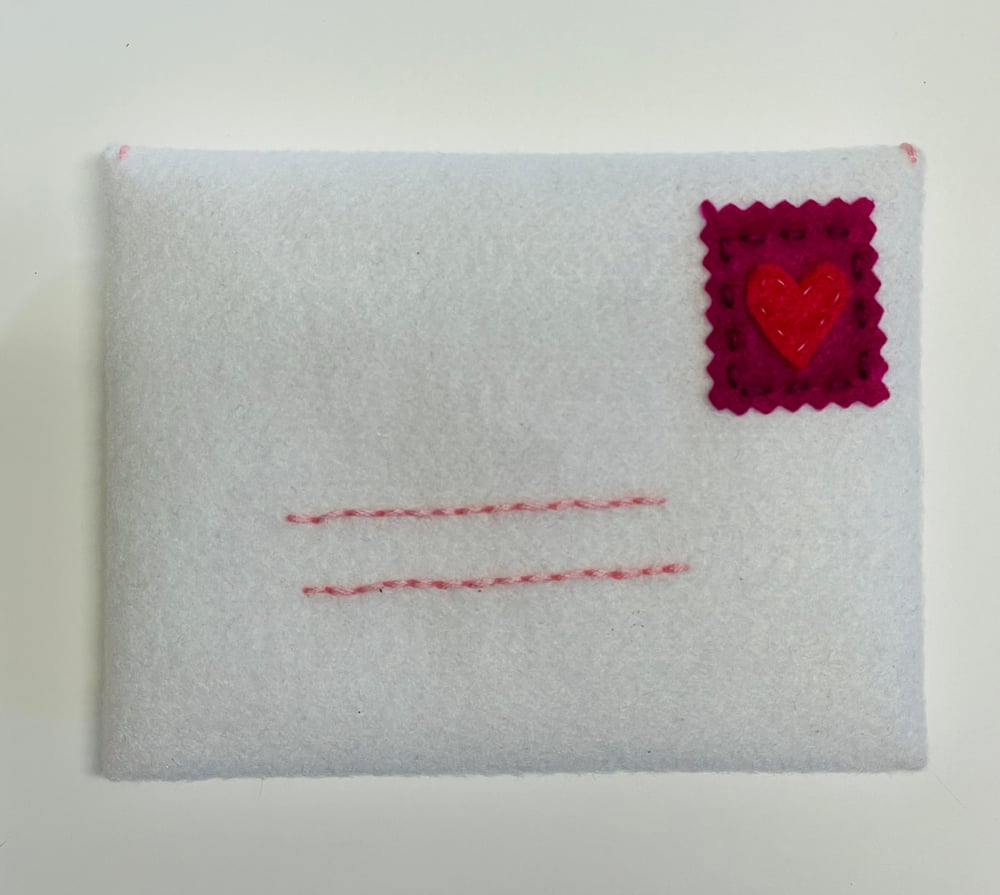 Image of White Felt Envelope with Heart