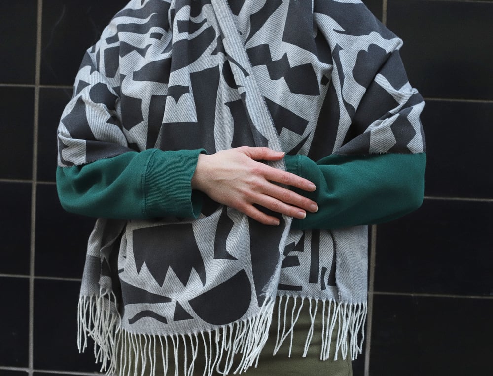 Image of GREY SHAPES SCARF (preorder)