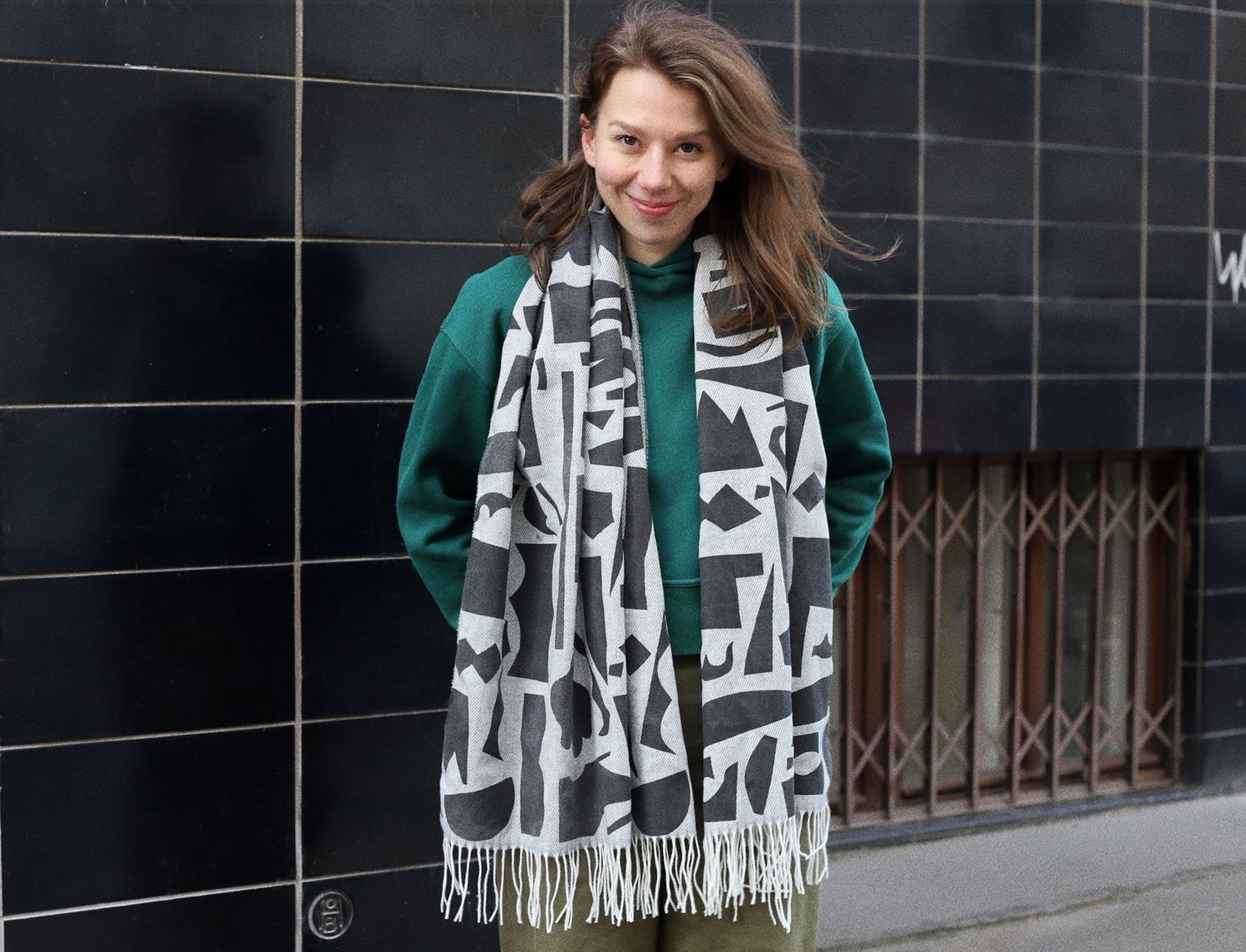 Image of GREY SHAPES SCARF (preorder)