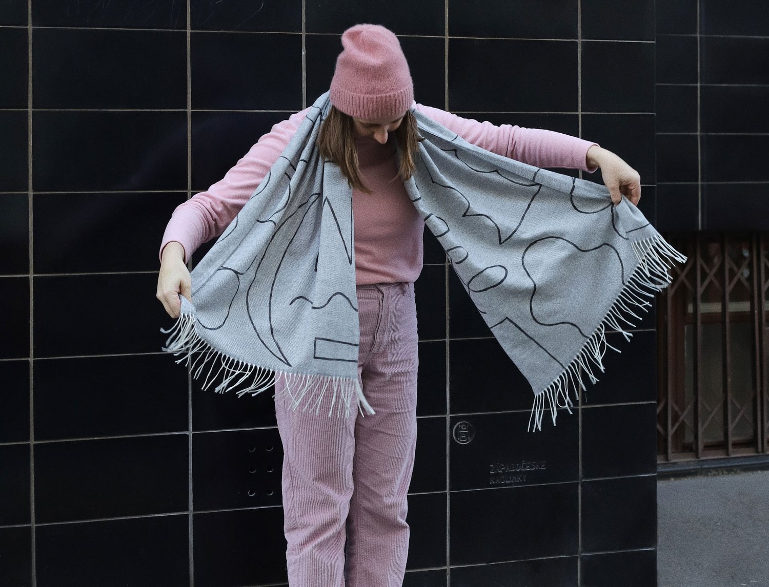 Image of GREY PAINTED SCARF (preorder)