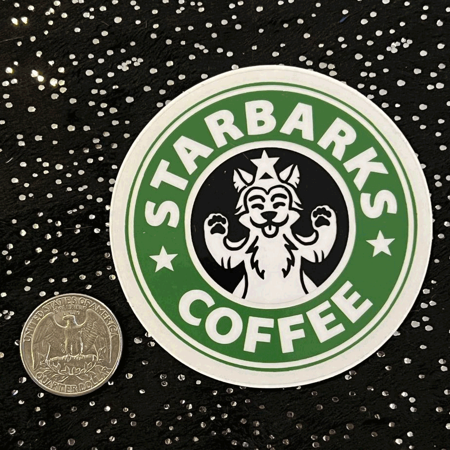 Image of Clear Vinyl Sticker: Starbarks Coffee
