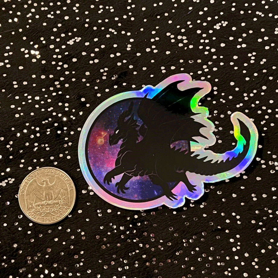 Image of Holographic Vinyl Sticker: Dark Space Dragon