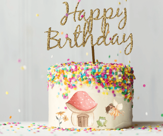 Cake Scene Pre-Cut Fairy Garden Cake Scene Edible Image Toppers