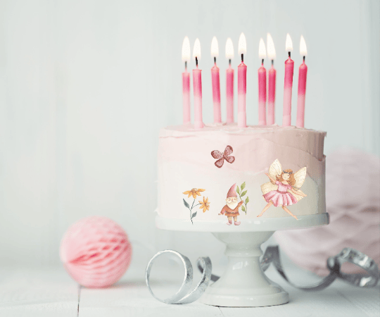 Cake Scene Pre-Cut Fairy Garden Cake Scene Edible Image Toppers