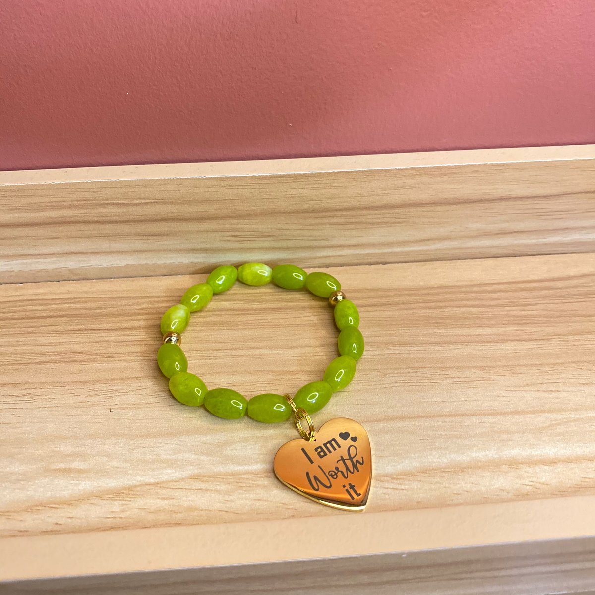 Lime green charm bracelet Kb&thandmadecollections