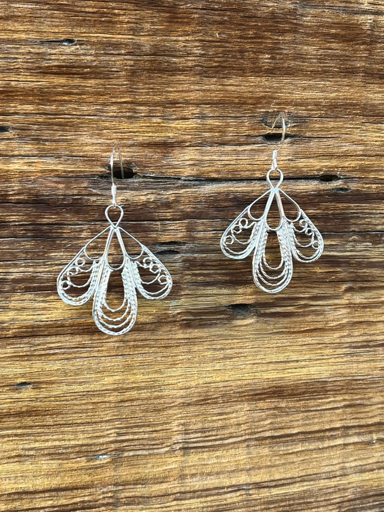 Image of Large Three Pedal Filigree Flower Earrings