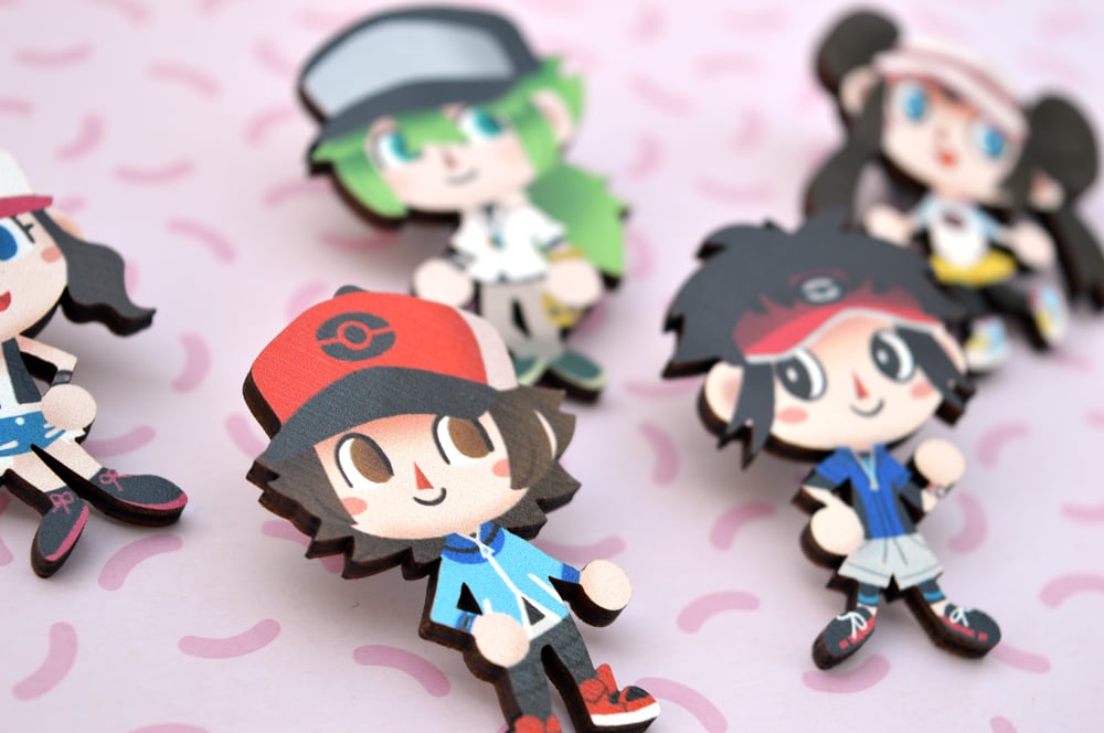 Image of Pokemon Trainer Wooden Pins