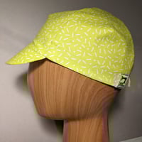 Image 1 of Cotton cycling cap - lines on lime
