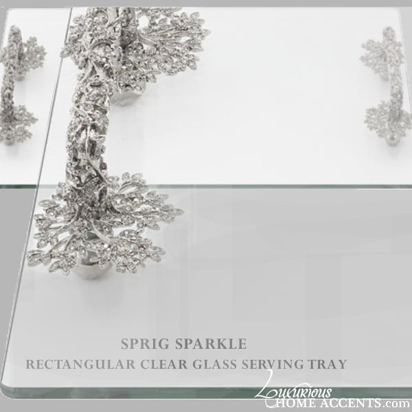Image of Bliss Sprig Sparkle Rectangular Serving Tray