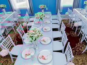 Image of Kids  plastic table 4ft long  , folding legs  , adjustable  height  seats 6 kids chair 