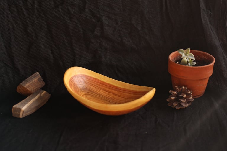 Cherry wood rocking bowl