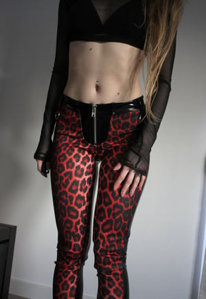 Image of MADE TO ORDER - Kultchen Red Predator Heavy Zipper Pants II (Size XS-XL)