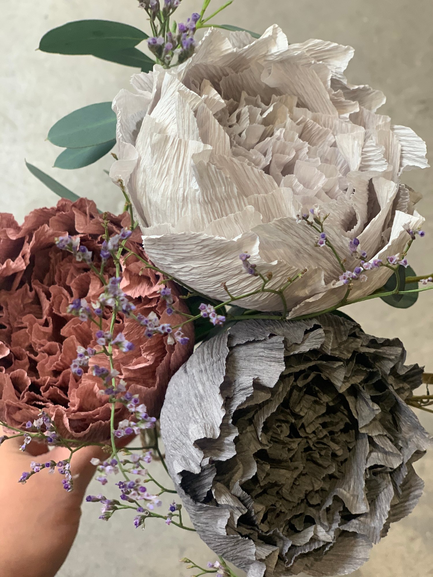 Image of Peony Bouquet - Mauve, Light Grey, Dark Grey