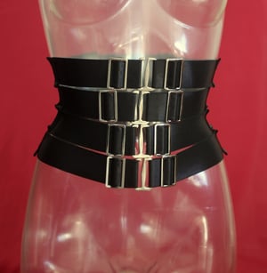 Image of MADE TO ORDER - Elastic waist cincher belt in black satin (Size XS - XL)
