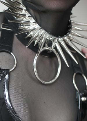 Image of MADE TO ORDER - XXL Heavy Metal spiked choker with o-ring (One size)