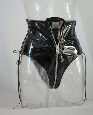 Image of MADE TO ORDER - Infinity Zipper Hotpants in black PVC (Size XS - XL)