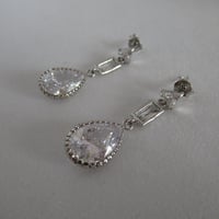 Image 3 of Queen Elizabeth Platinum Jubilee Inspired British Royals Teardrop Crystal Earrings April Birthstone