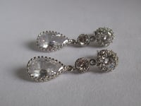 Image 1 of Queen Coronation Platinum Jubilee Inspired Royal Coronation Teardrop Crystal Earrings Size Small