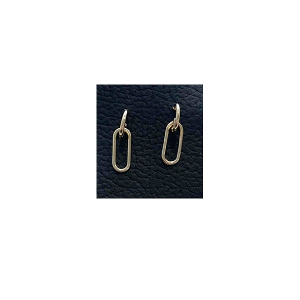Image of Gold filled hoop with paper clip dangle earrings