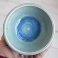 Image 3 of Set of Three Small Ceramic Prep Bowls in Sea Glass Blue Glaze Handcrafted in USA