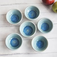 Image 4 of Set of Three Small Ceramic Prep Bowls in Sea Glass Blue Glaze Handcrafted in USA