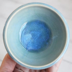 Image of Set of Three Small Ceramic Prep Bowls in Sea Glass Blue Glaze Handcrafted in USA