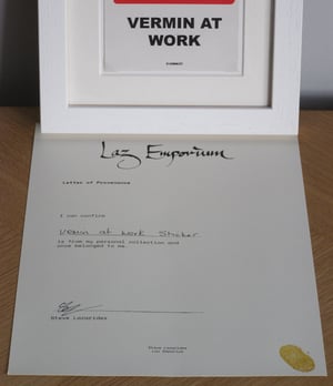 Image of Vermin at Work - Original POW Banksy sticker