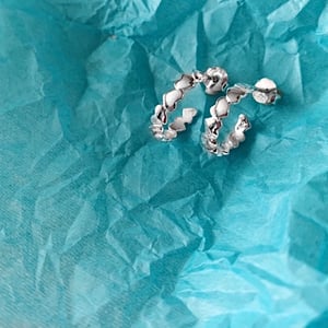 Image of Sterling silver heart hoop earrings 