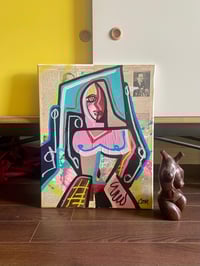 Image 1 of Mixed Media Figure Drawing on Canvas