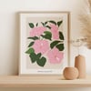 Tropical Art Print Poster No 01 - Pink Flowers Plant