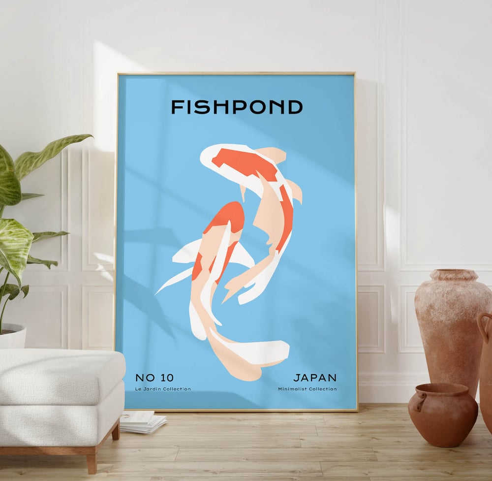Wildlife Art Print No 12 - Fishpond of Japanese Koi Carps