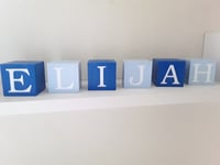 Image 1 of Hand painted wood name blocks, new baby gift,wood baby blocks,baby name wood blocks