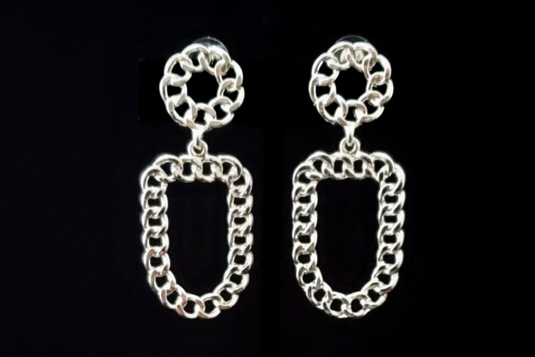 Image of Silver Chain Pierced Earrings 