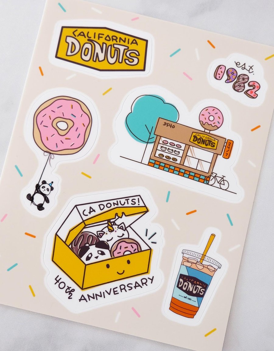 Image of CA Donuts 40th Anniversary Sticker Sheet