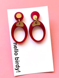 Hayley oval drop earring Red & Gold