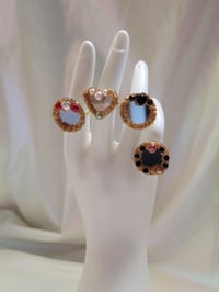Image 1 of Gold Deco Rings with Pearls and Gems