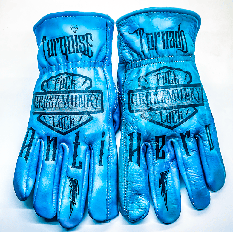 Image of Turquoise Tornado custom gloves