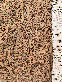 Image 5 of Kimono Coffee Colour Paisley with White Leopard print trim