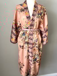 Image 2 of Kimono Peachy Floral with Taupe Trim
