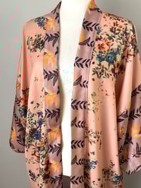 Image 4 of Kimono Peachy Floral with Taupe Trim