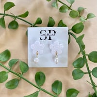 Image 1 of Lace Flower Studs with Freshwater Pearl