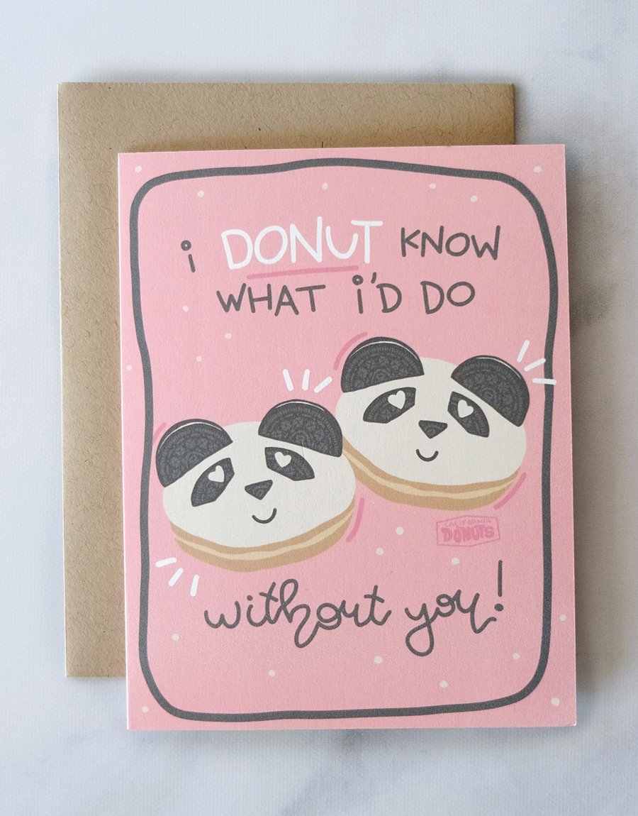 Image of Panda Donut Valentine's Day Card